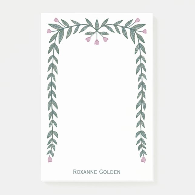 Pretty Floral Frame CUSTOM NAME Notepad (Front)