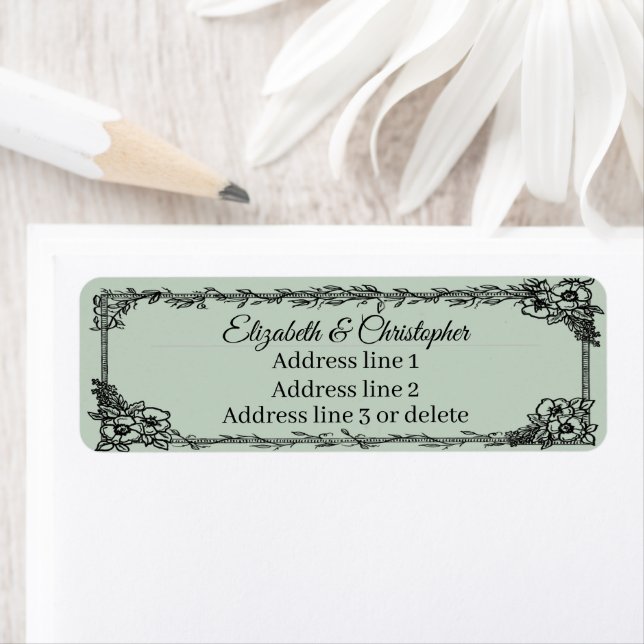 Pretty Floral Frame Custom Name Return Address (Insitu)