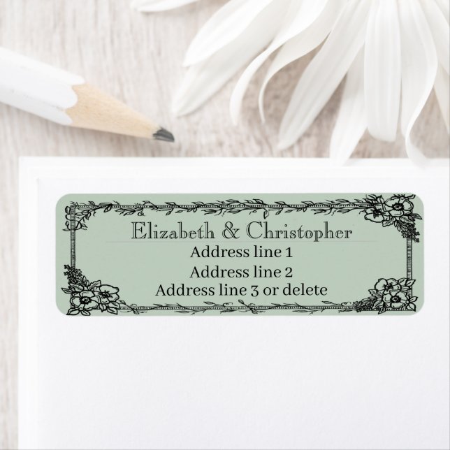 Pretty Floral Frame Custom Name Return Address (Insitu)
