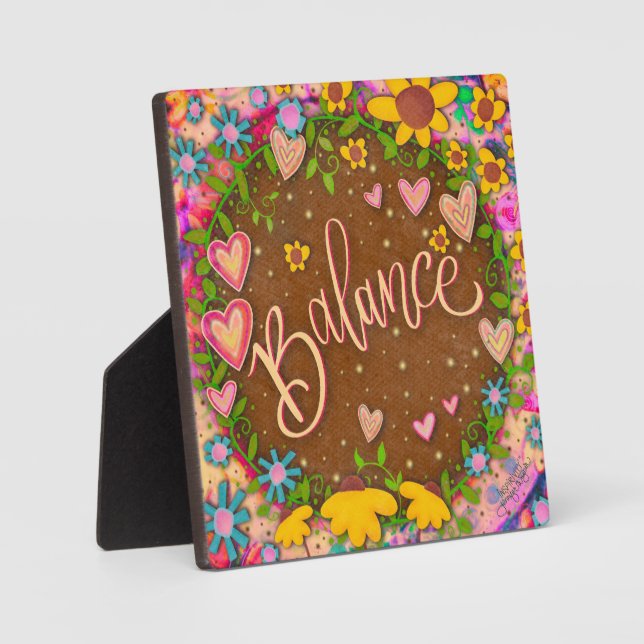 Pretty Floral Fun Inspiring Balance Inspirivity Plaque (Front)