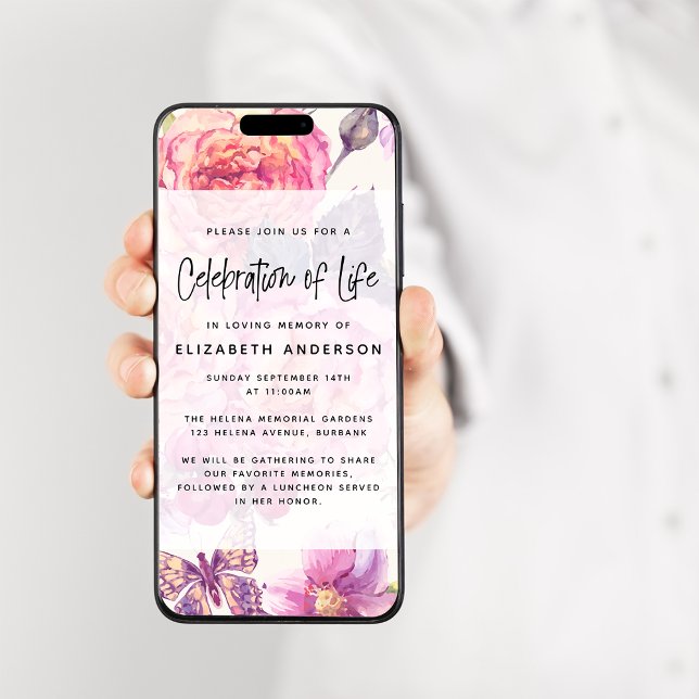 Pretty Floral Funeral Digital Invitation (Creator Uploaded)