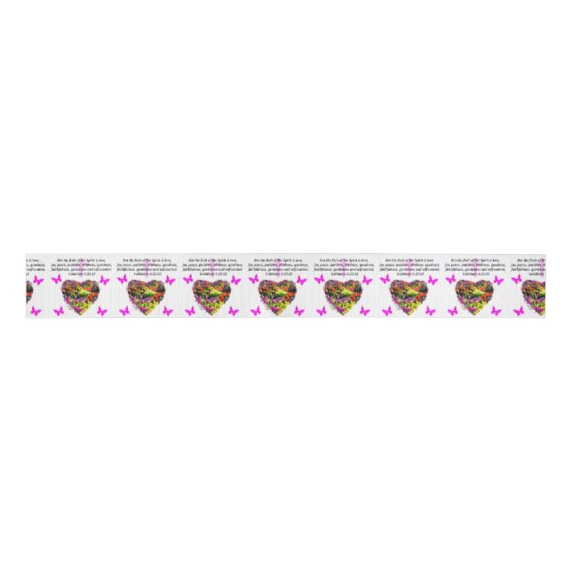 PRETTY FLORAL GALATIANS FRUITS OF THE SPIRIT GROSGRAIN RIBBON (Front)