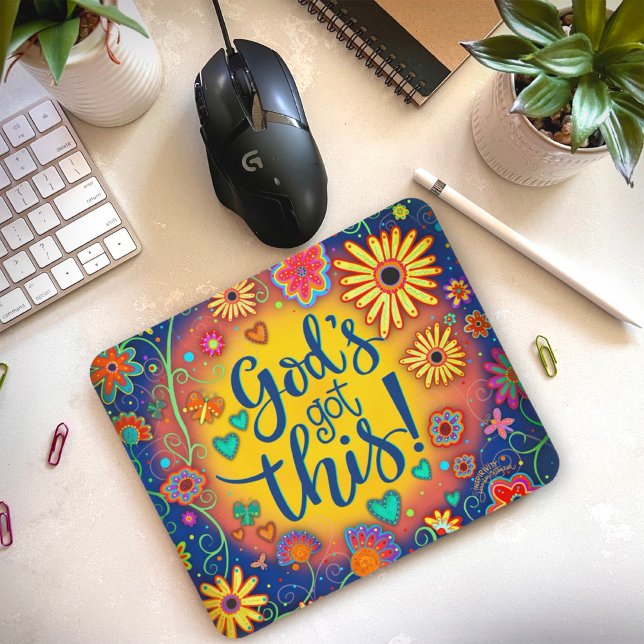 Pretty Floral God’s Got This Inspirivity Mousepad (Creator Uploaded)