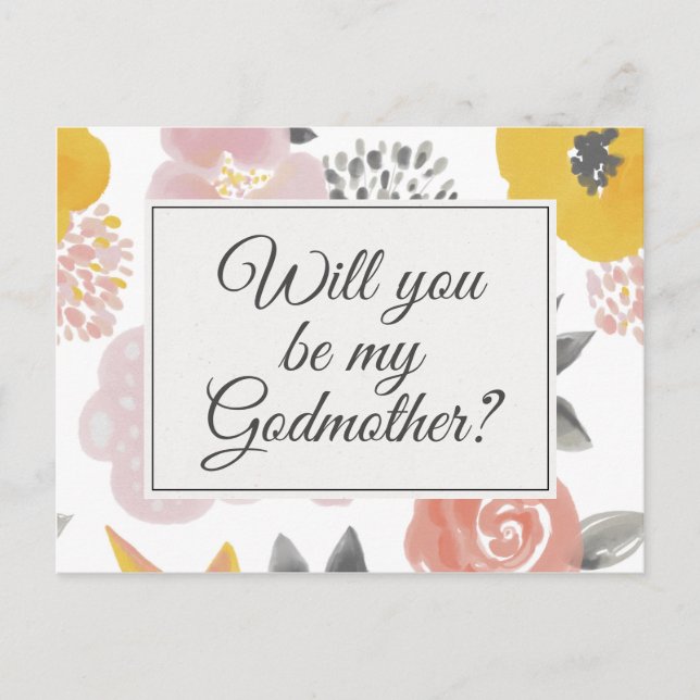 Pretty Floral Godmother Proposal Card (Front)