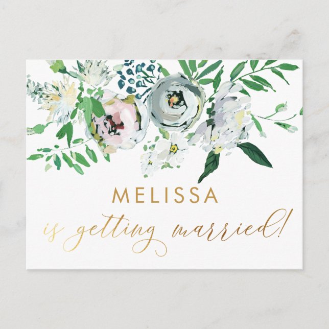 Pretty Floral Gouache Boho Flower Bridal Shower Postcard (Front)