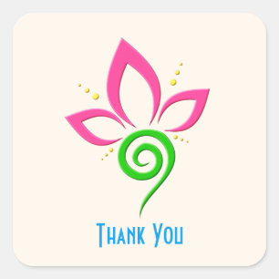 Pretty Floral Icon Design Thank You Square Sticker