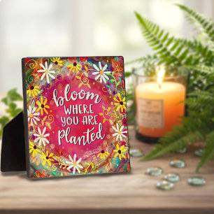 Pretty Floral Inspiring Bloom Quote Inspirivity Plaque