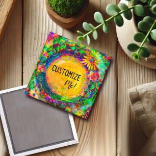 Pretty Floral Inspirivity Customisable Name Fun Magnet