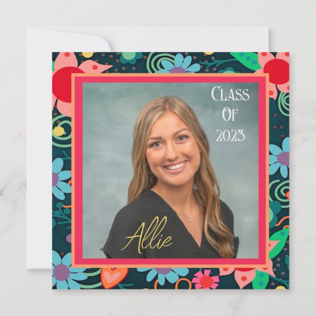 Pretty Floral Inspirivity Graduation Customisable Invitation (Back)