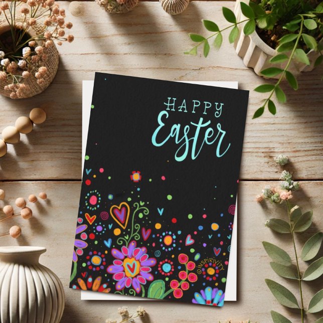 Pretty Floral Inspirivity Happy Easter Colourful Card (Creator Uploaded)