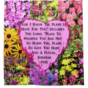 PRETTY FLORAL JEREMIAH 29:11 BIBLE SHOWER CURTAIN