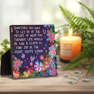 Pretty Floral Joy in your Story Quote Inspirivity Plaque