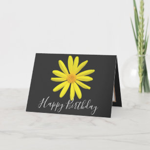 Pretty Floral Modern Daisy Flower Grey Birthday Card