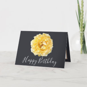 Pretty Floral Modern Rose Flower Grey Birthday Card