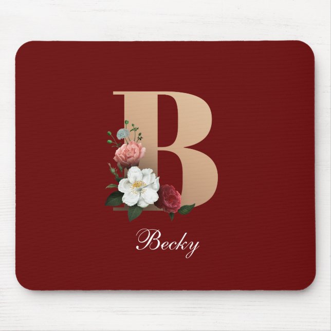 Pretty Floral Monogram B TEMPLATE Mouse Pad (Front)