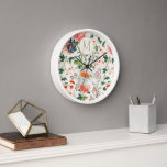 Pretty Floral Monogram Clock<br><div class="desc">Elegant Pretty Floral Background Spring Green Monogram Initial Home Office Kitchen Living Room Bathroom Clock White Frame</div>