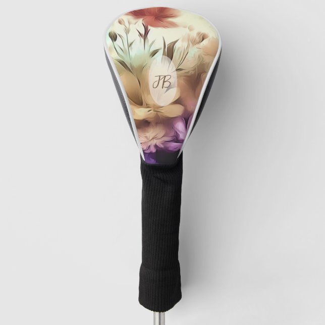 Pretty Floral Monogram Golf Head Cover (Front)