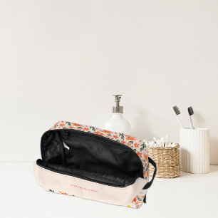 Pretty Floral Monogram   Pink & Peach Dopp Kit