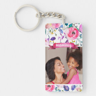 Pretty Floral Mother's Day Photo Key Ring
