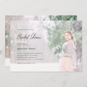 Pretty Floral Overlay Bridal Shower Photo Invitation