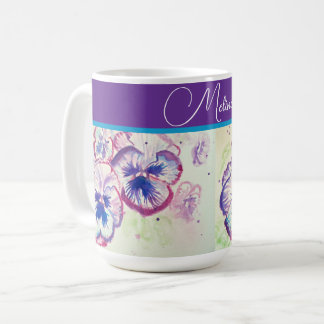 Pretty Floral Pastel Pansy Purple Watercolor Coffee Mug