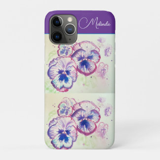 Pretty Floral Pastel Pansy Purple Watercolor Towel Case-Mate iPhone Case
