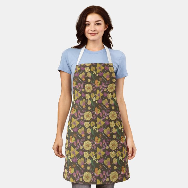 Pretty Floral Pattern Apron (Worn)