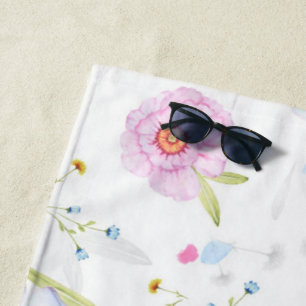 Pretty Floral Pattern Beach Towel