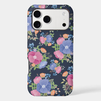 Pretty Floral Pattern - Pink Purple Dark Blue