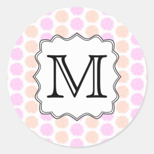 Pretty Floral Pattern with Custom Monogram Letter. Classic Round Sticker