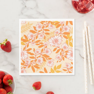 Pretty floral pattern with orange leaves napkin