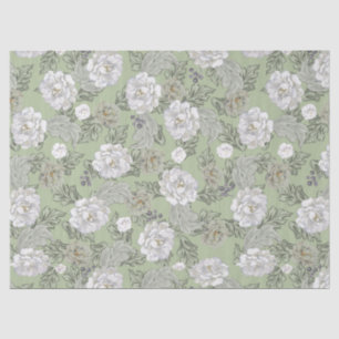 Pretty floral peonies sage green tissue paper