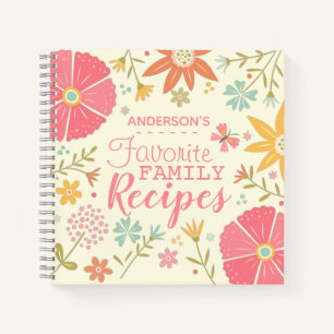 Pretty Floral Personalised Family Recipes Notebook