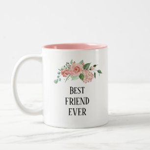 Pretty floral Personalized best Friend Two-Tone Coffee Mug