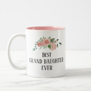 Pretty floral Personalized best granddaughter Two-Tone Coffee Mug
