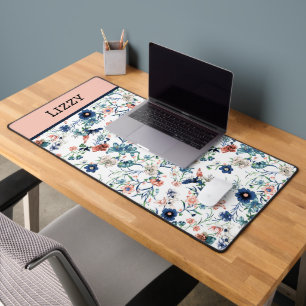 Pretty Floral Personalized Name Desk Mat