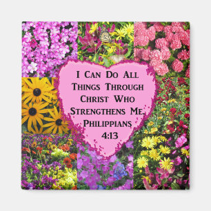 PRETTY FLORAL PHILIPPIANS 4:13 SCRIPTURE MAGNET