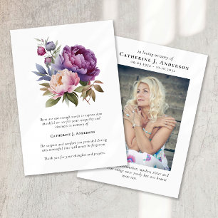 Pretty Floral Photo Sympathy Funeral Memorial Thank You Card