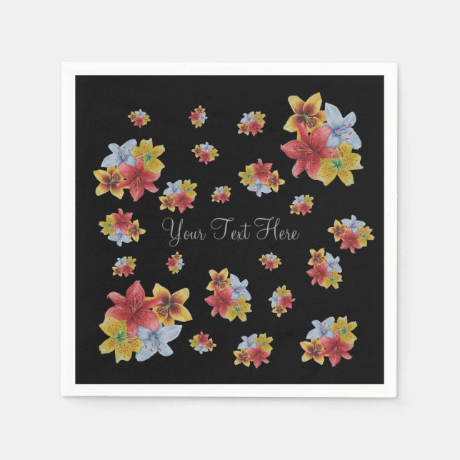 pretty floral picture of colourful Lily flowers Napkin (Front)