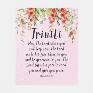 Pretty Floral Pink Custom Baby Name Prayer Fleece Blanket