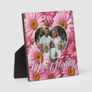Pretty floral pink daisy personalise template plaque