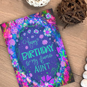 Pretty Floral Pink Favourite Aunt Birthday Card
