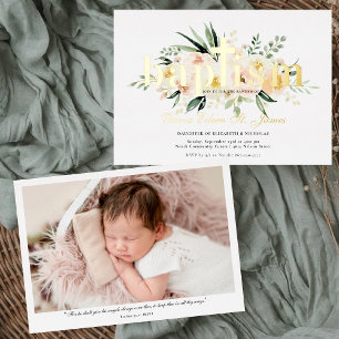 Pretty Floral   Pink & Gold Baptism Photo