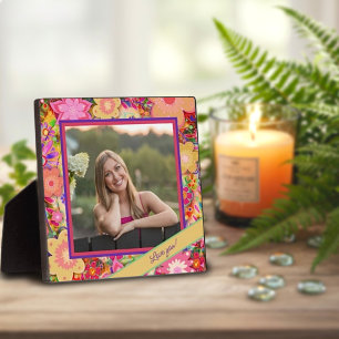 Pretty Floral Pink Photo Customised Love Message Plaque