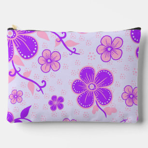 Pretty Floral Print Purple and Pink on Lavender Accessory Pouch