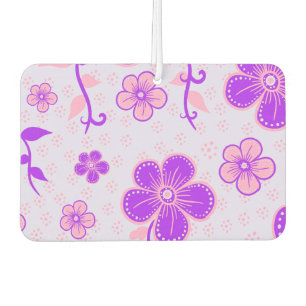 Pretty Floral Print Purple and Pink on Lavender Car Air Freshener