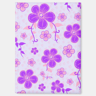 Pretty Floral Print Purple and Pink on Lavender Magnet
