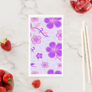 Pretty Floral Print Purple and Pink on Lavender Napkin