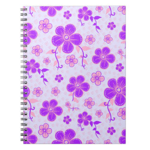 Pretty Floral Print Purple and Pink on Lavender Notebook