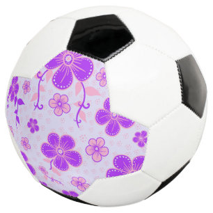 Pretty Floral Print Purple and Pink on Lavender Soccer Ball